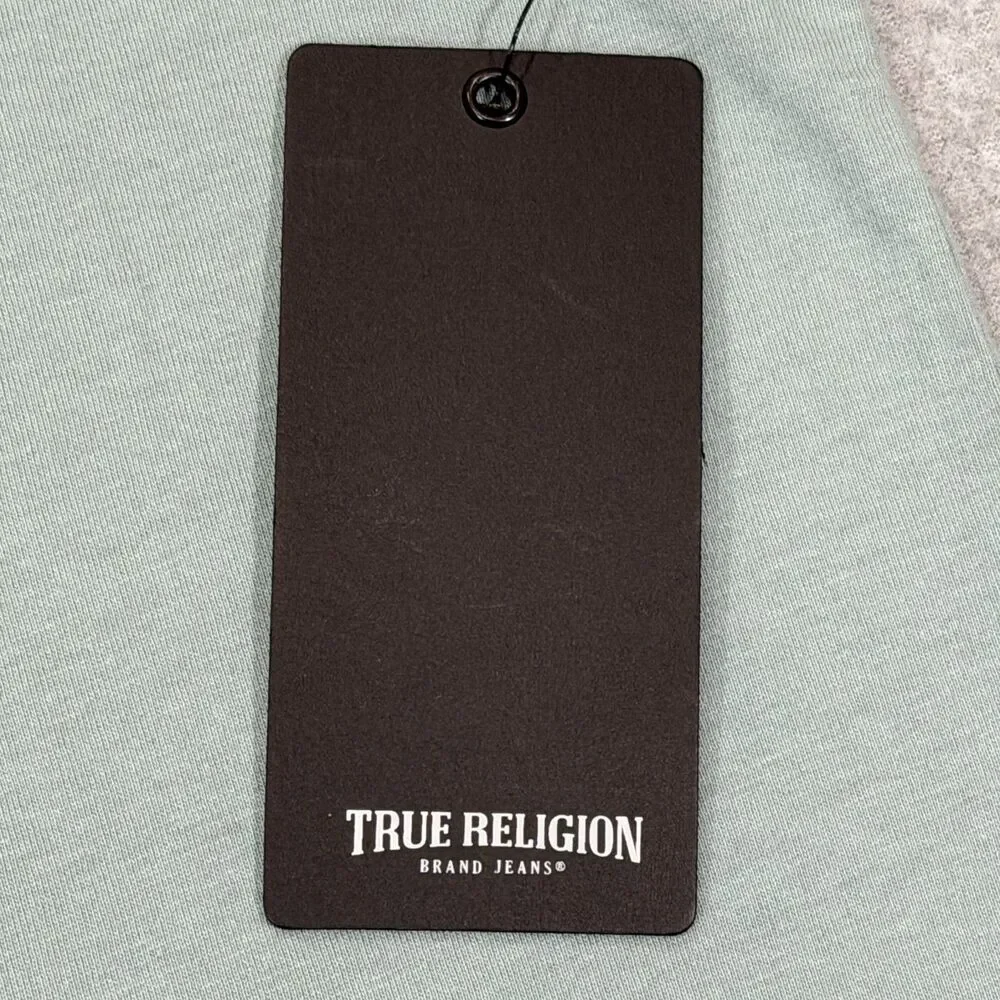 True Religion Men's Crystal Poster Buddha Tee Shirt Medium M Arona Green NWT